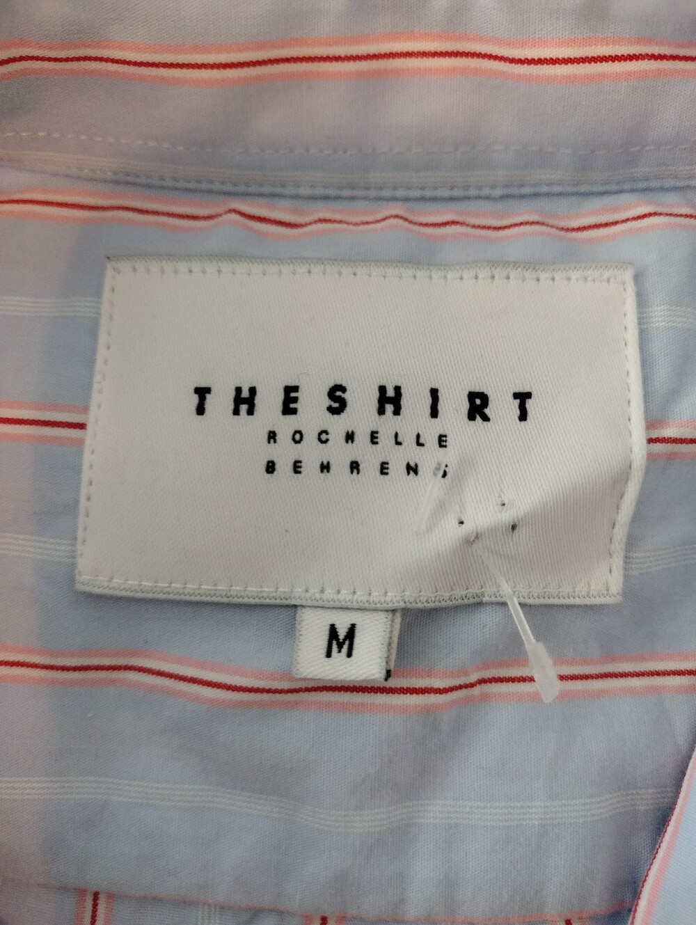 The Shirt Rochelle Behrens Boxy Crop Short Sleeve Striped Button Down M NWOT - Picture 5 of 7